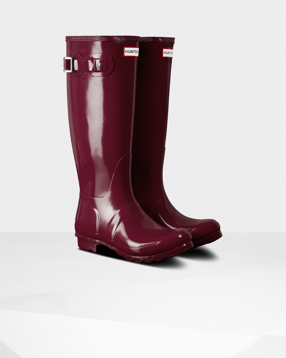 Women Hunter Original Gloss | Tall Rain Boots Claret/Red | NZ-39250-ZKNR